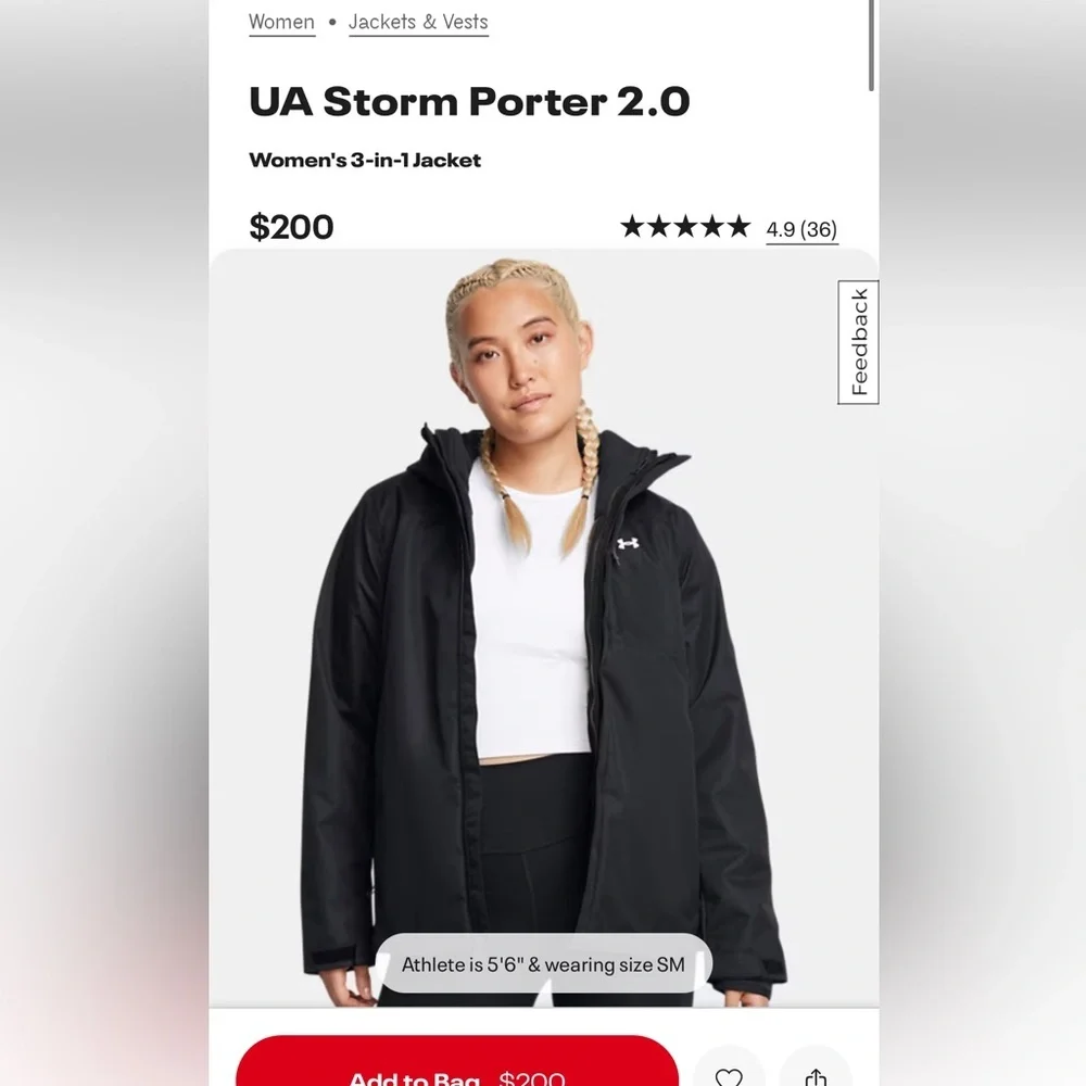 UA Women’s Storm Porter 2.0 Coldgear 3-in-One Jacket - Picture 5 of 7